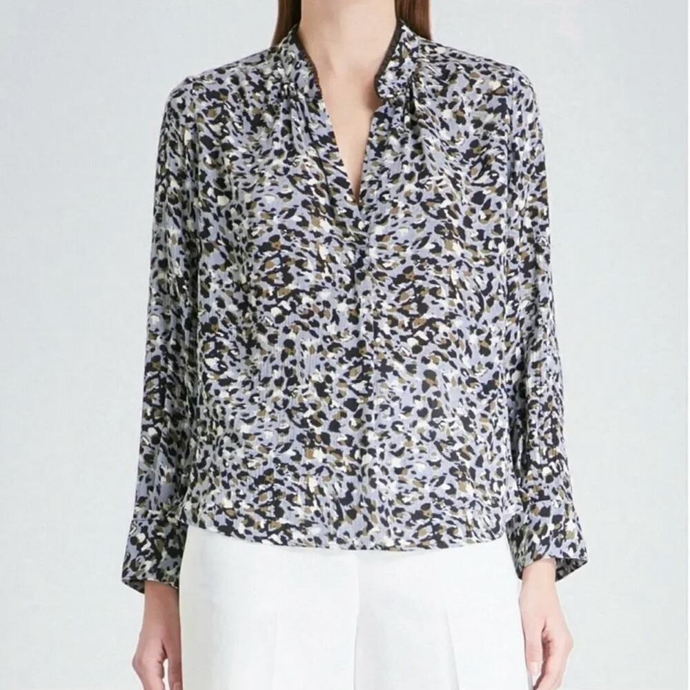 Zadig & Voltaire Tink Leo Crinkle Leopard Print Blouse Size L